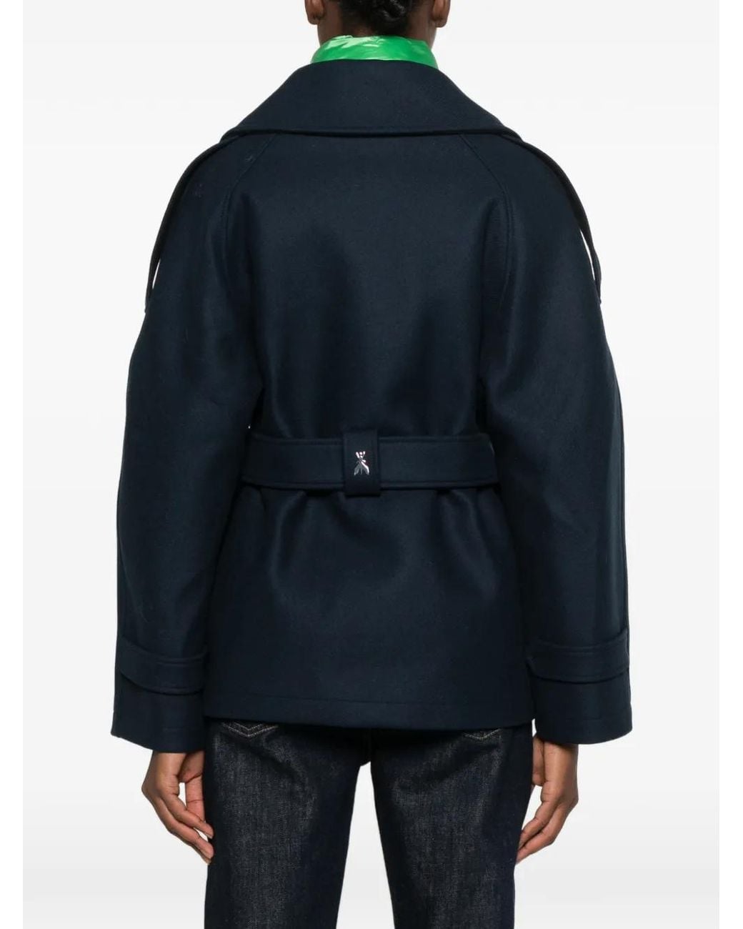 Patrizia Pepe Green Belted Double-Breasted Coat