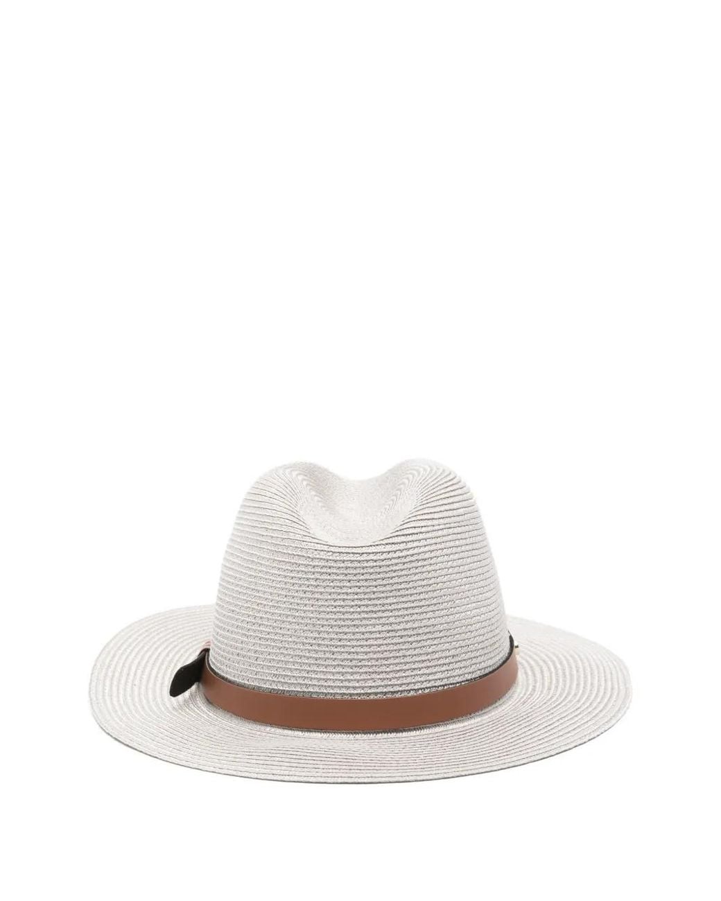 Emporio Armani White Brim-Belt Fedora Hat