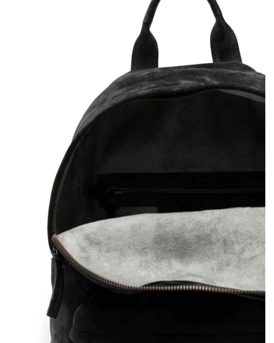 Officine Creative Black Suede Backpack for men