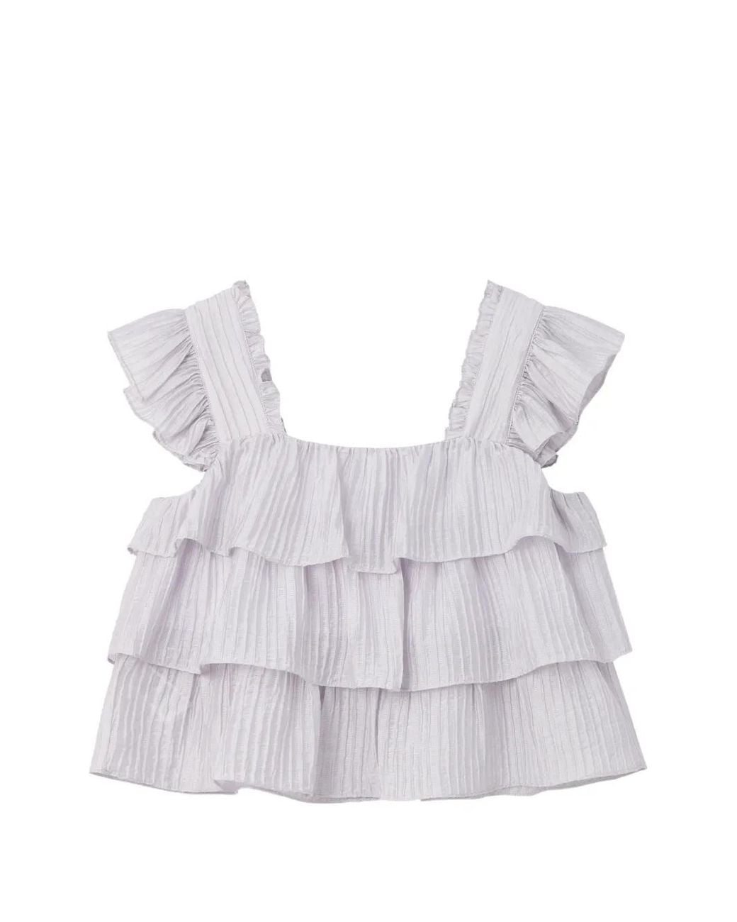 B+ AB White Ruffled Tiered Top