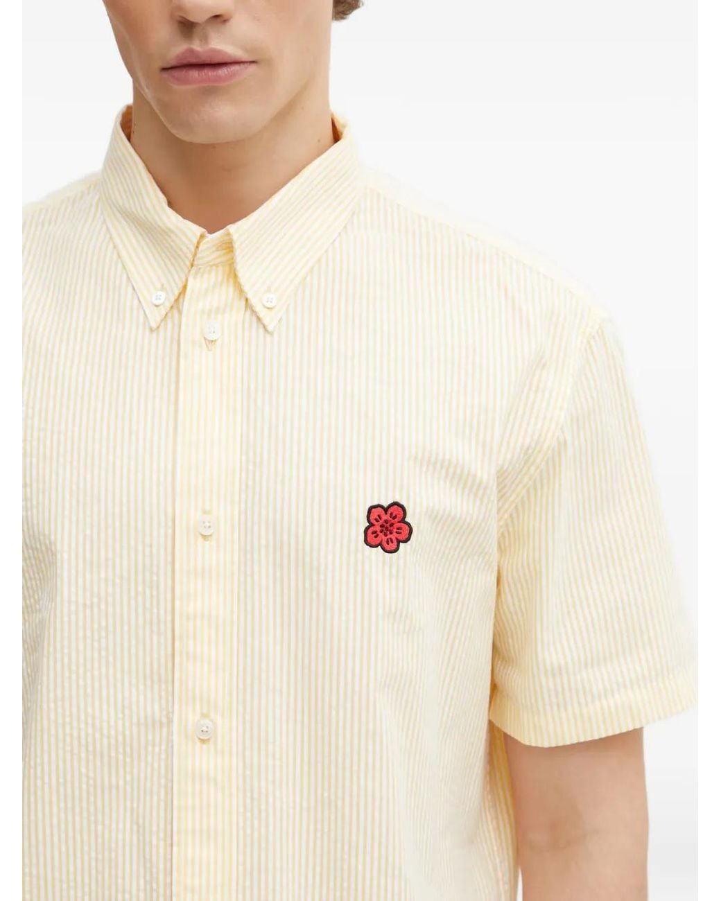 KENZO White Boke Flower Seersucker Shirt for men