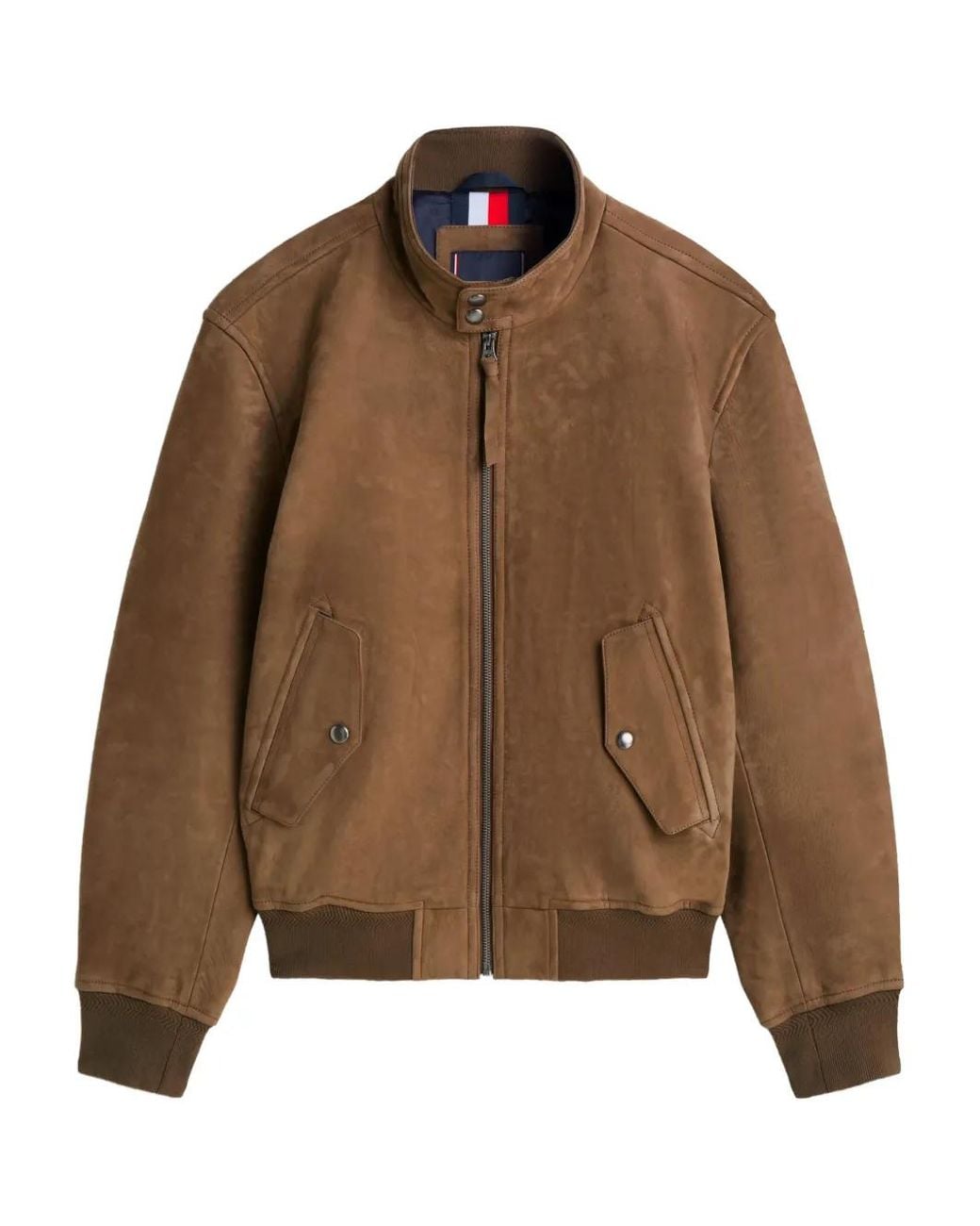 Tommy Hilfiger Brown Zipped Leather Jacket for men