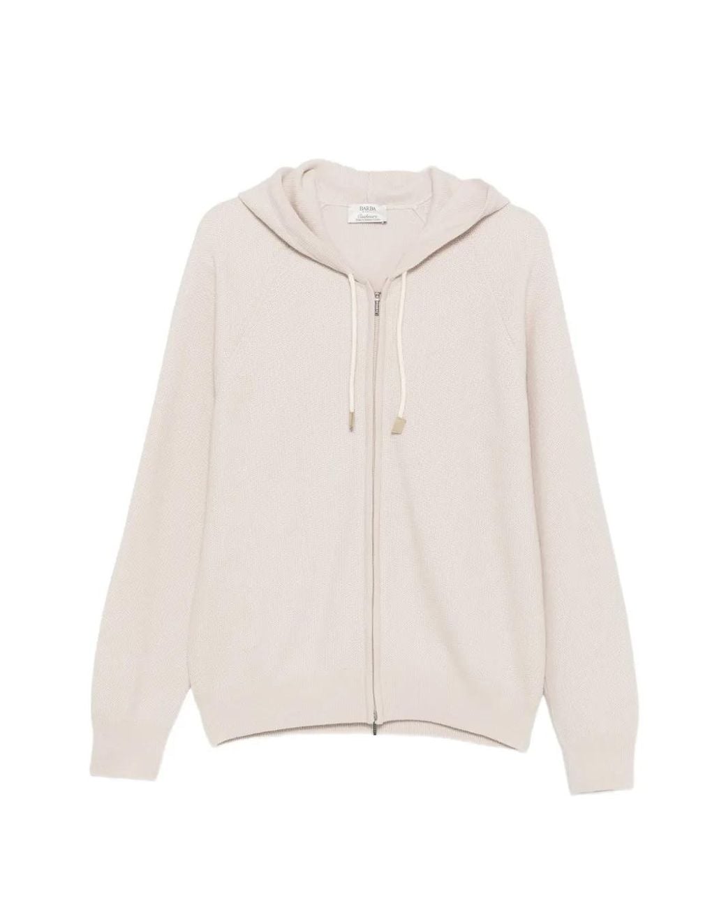 Barba Napoli White Zip-Up Waffle-Knit Hood Cardigan for men