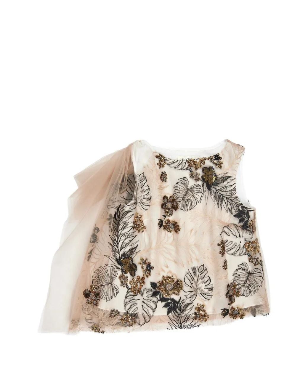 Psophia Natural Floral-Embellished Blouse