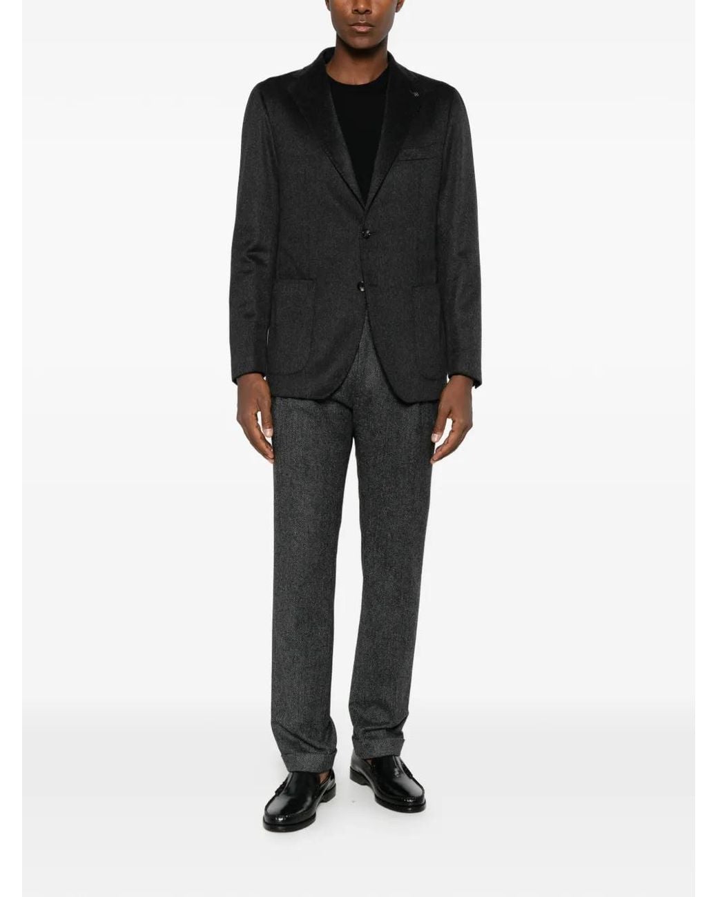 Tagliatore Black Single-Breasted Blazer for men