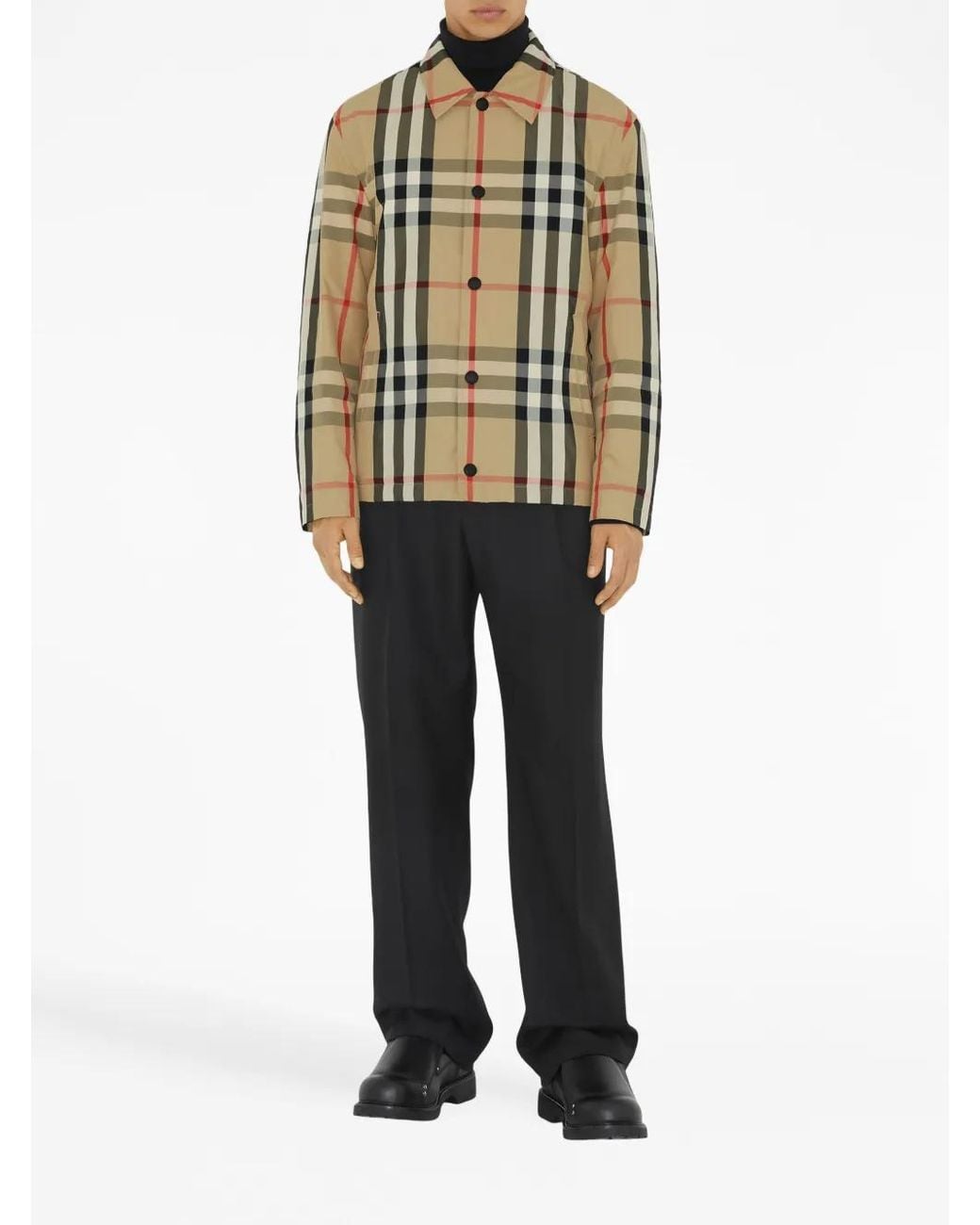 Burberry Brown Check-Pattern Shirt Jacket for men
