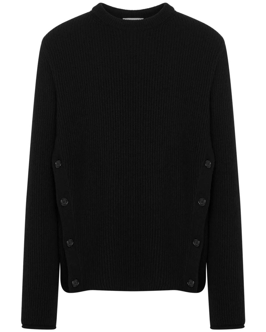 Moschino Black Ribbed-Knit Virgin-Wool Jumper for men