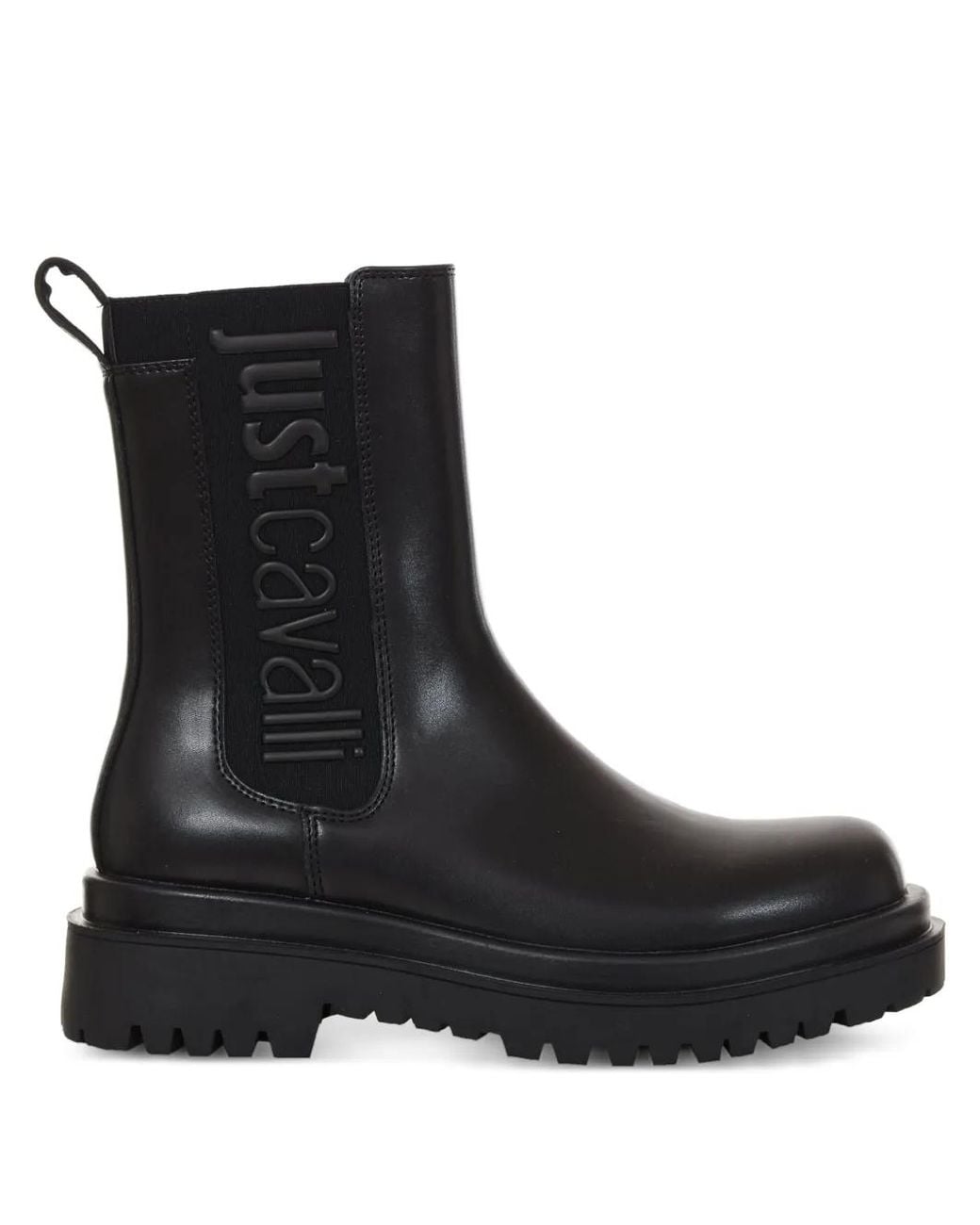 Just Cavalli Black Logo-Detail Platform Boots