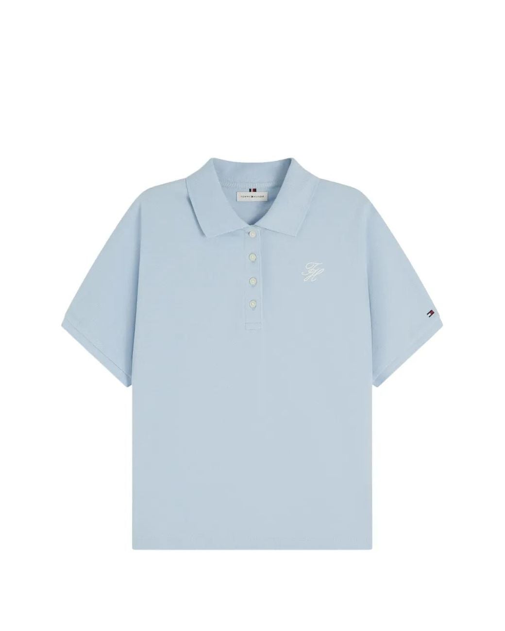 Tommy Hilfiger Blue Logo-Embroidered Polo Shirt