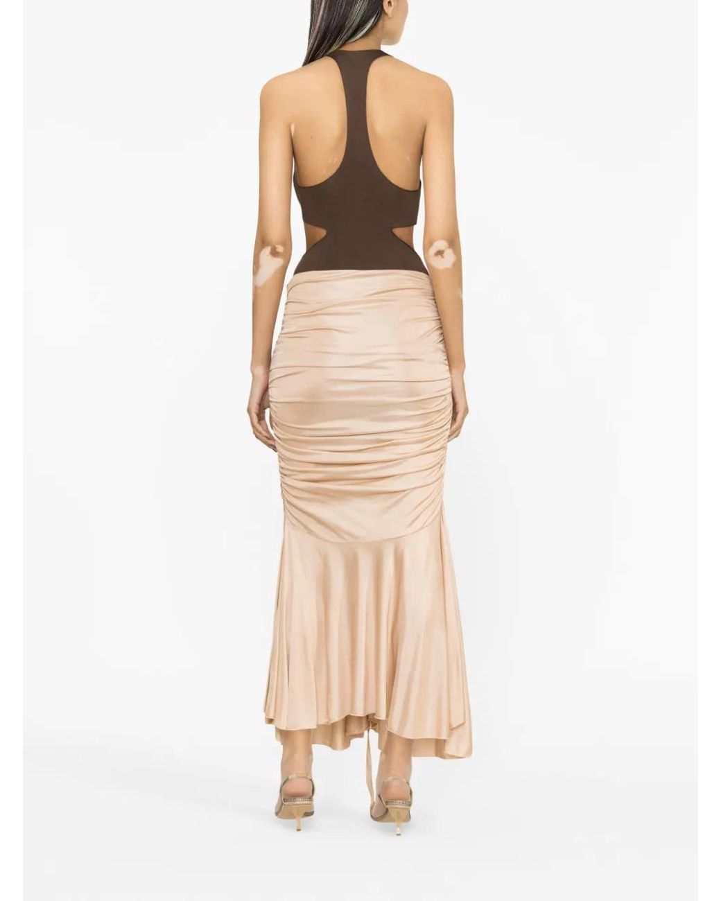 ANDREADAMO Natural Gathered-Detail Asymmetric-Hem Skirt