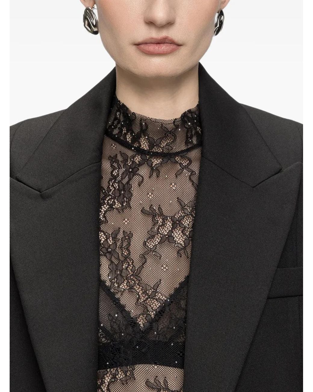 Nissa Black Straight Wool Blazer