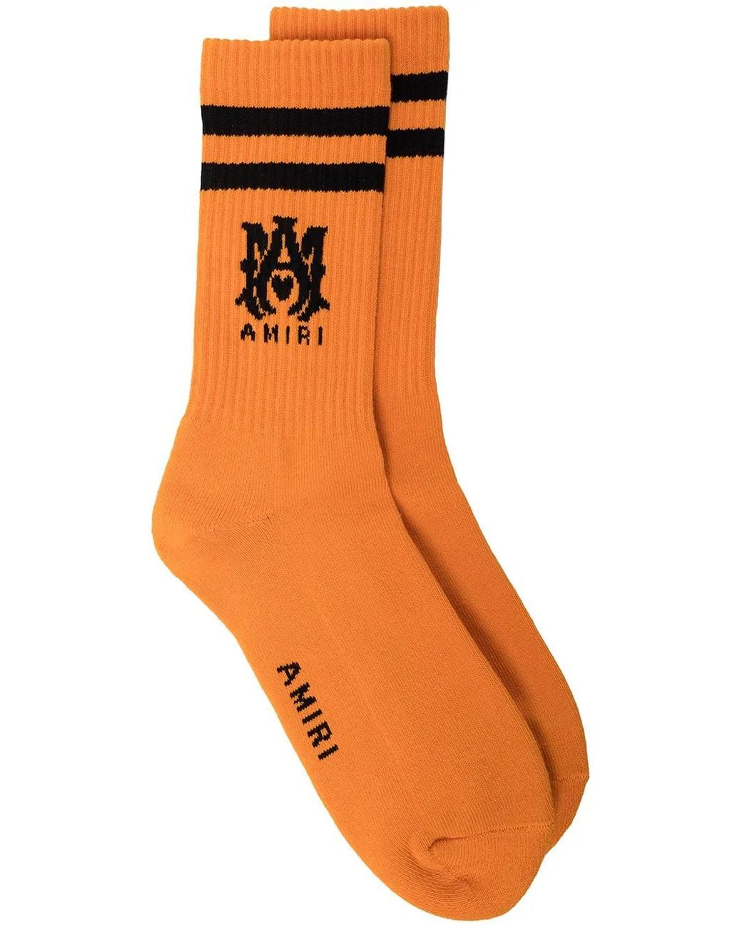 Amiri Orange Logo Embroidered Ankle Socks for men
