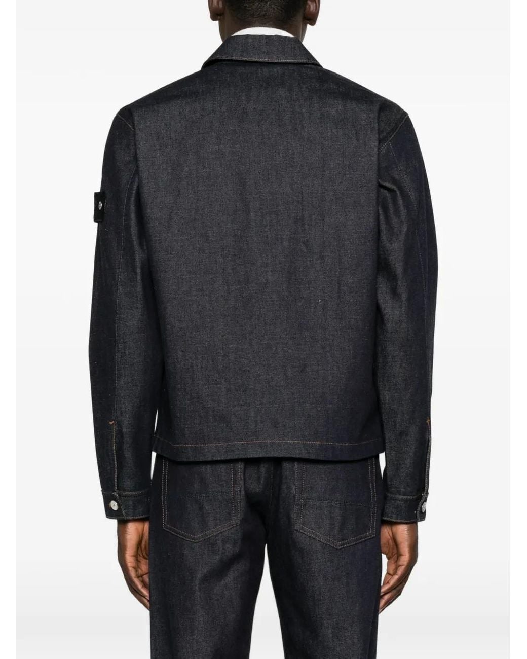 Stone Island Black Compass-Badge Denim Jacket for men