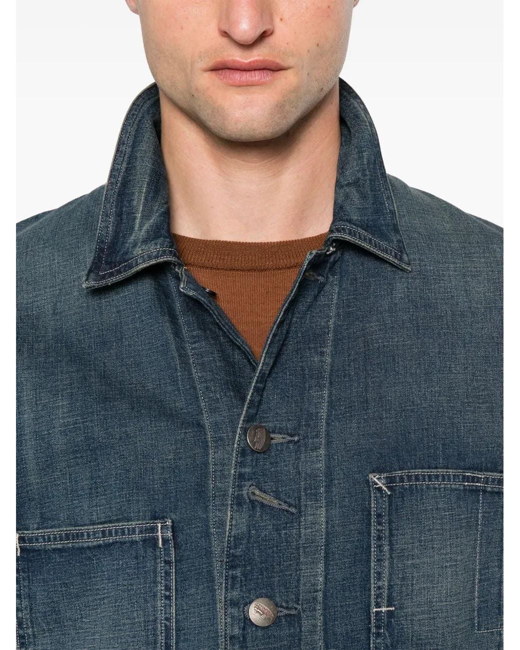 RRL Blue Torrington Wash Denim Shirt Jacket for men
