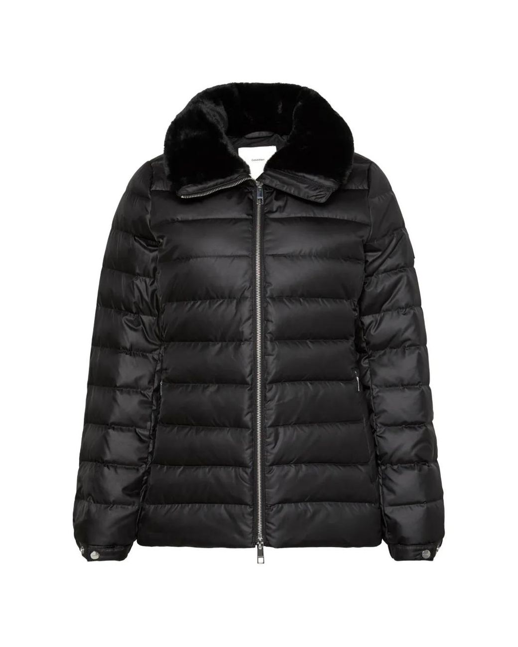 Calvin Klein Black Faux-Fur-Trim Quilted Jacket