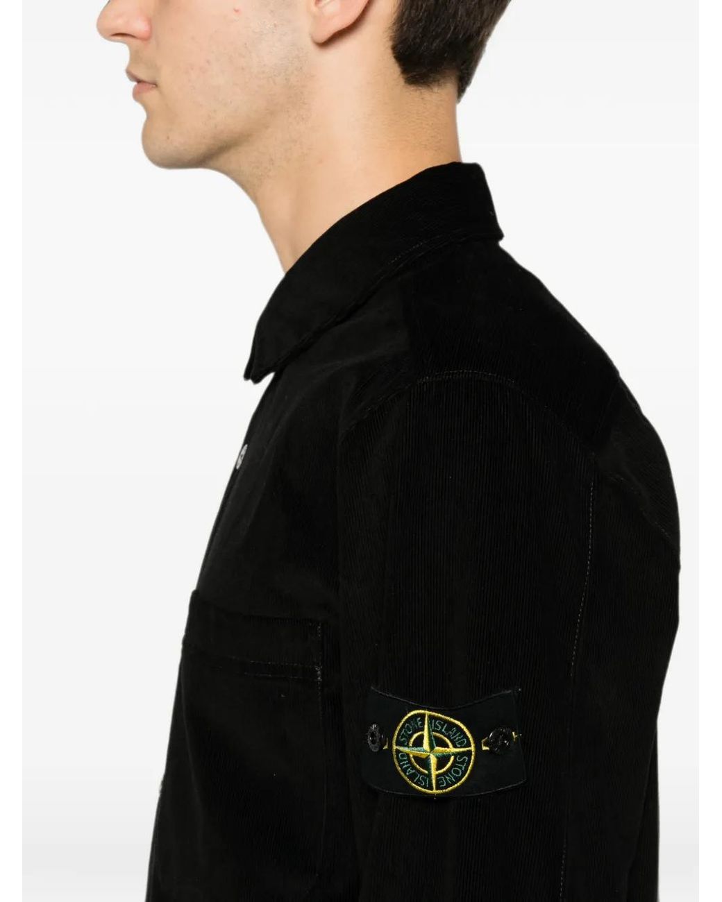 Sobrecamisa 1200040 De Pana Stone Island de hombre de color Black