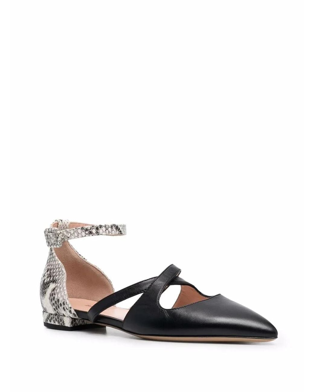 Bally White Python Print-Detail Pointed Pumps