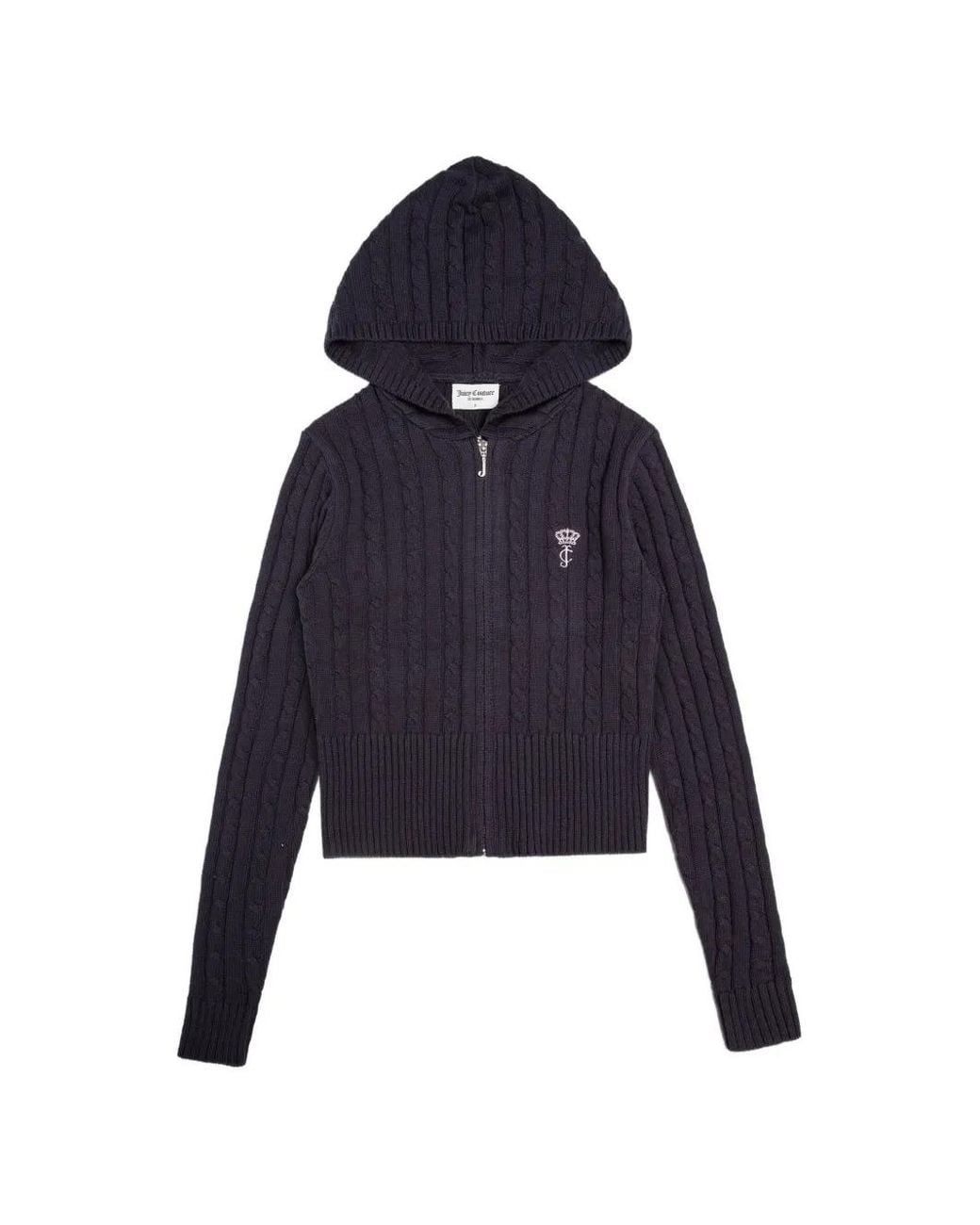 Juicy Couture Blue Cable-Knit Zip-Up Hoodie