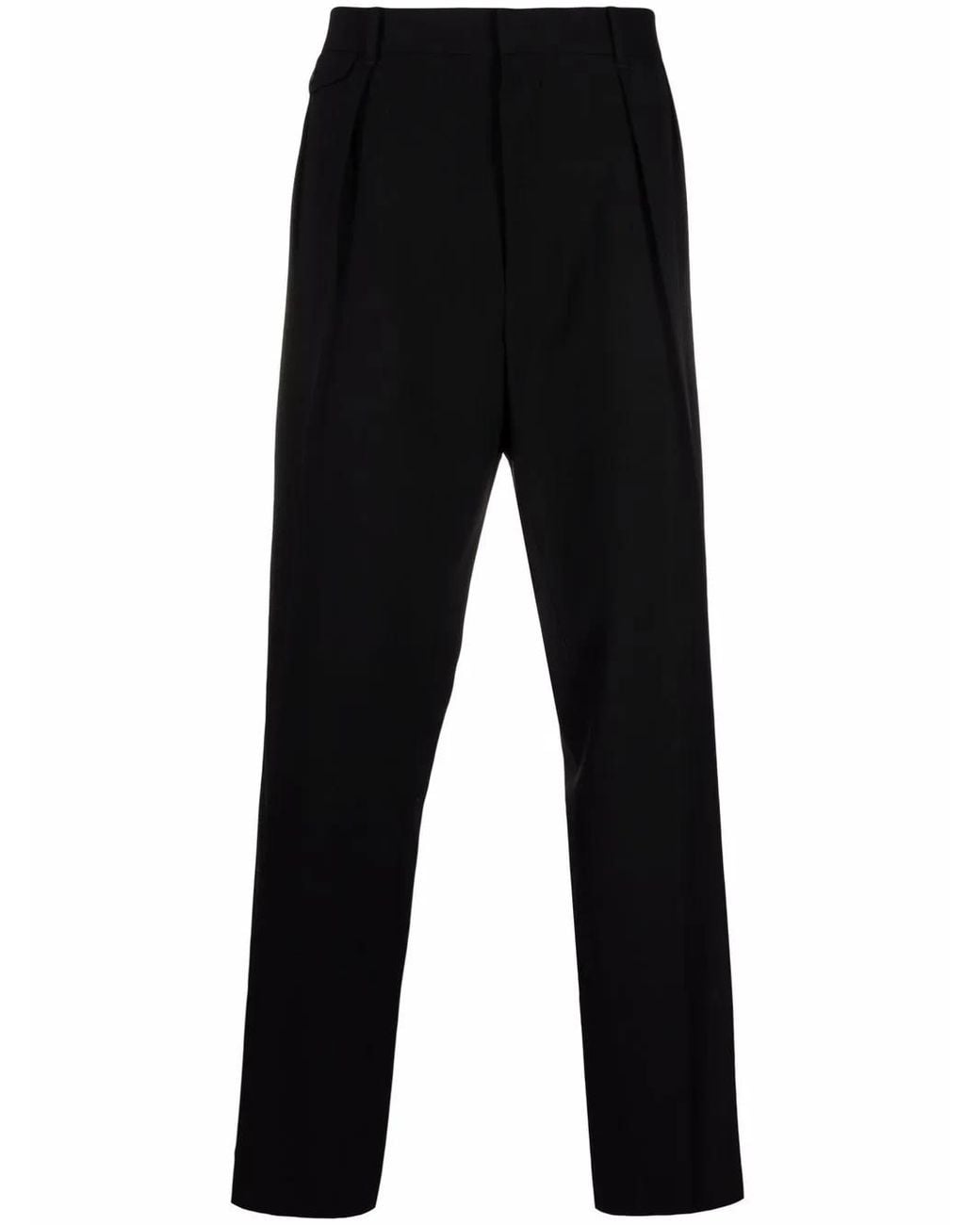 The Row Black Pleated Straight-Leg Tailored Trousers for men