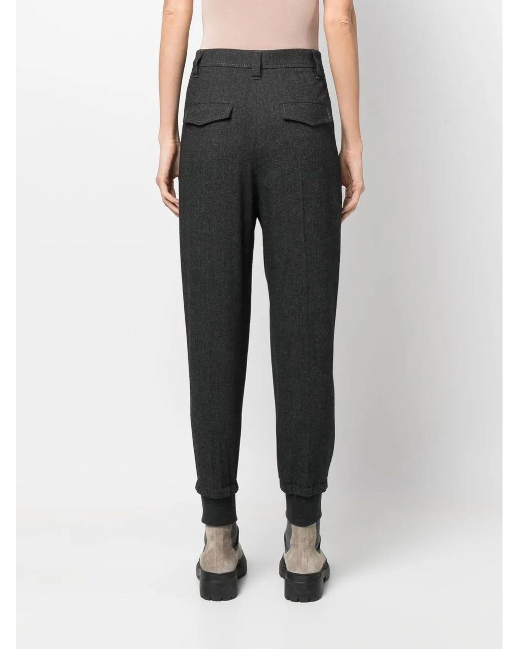 Brunello Cucinelli Black Tapered-Leg Tailored Trousers