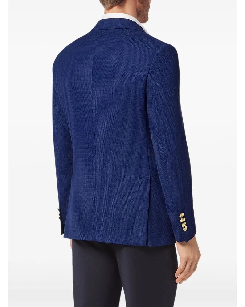 Billionaire Blue Crest-Embroidered Blazer for men