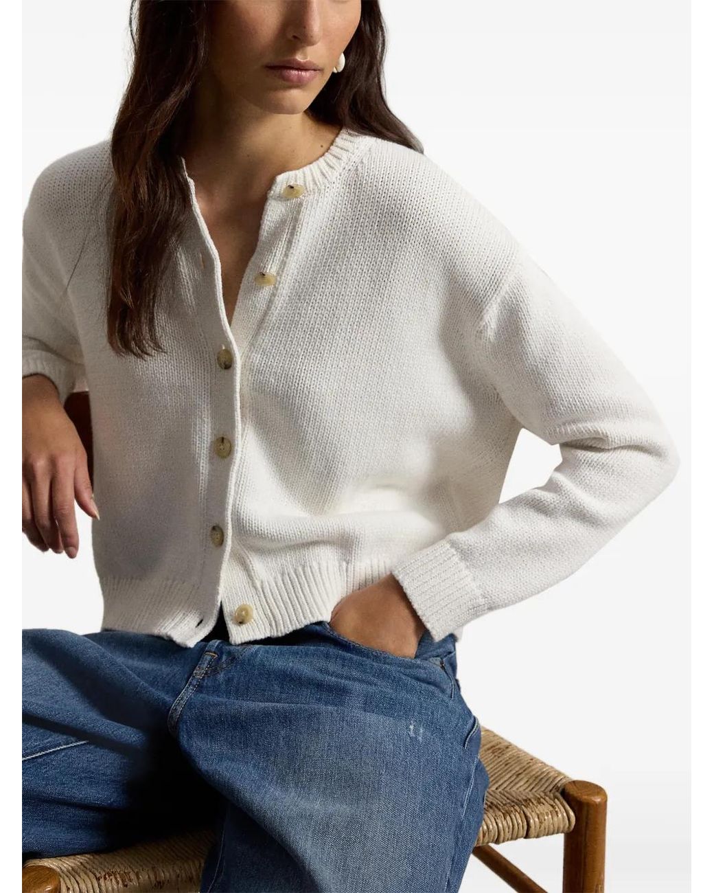 Polo Ralph Lauren White Button-Up Cardigan