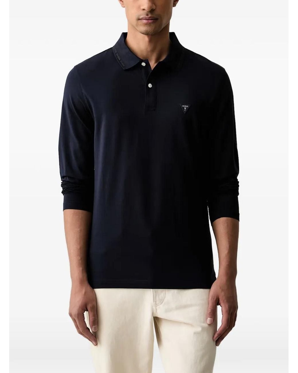 Guess Black Logo Patch Polo for men