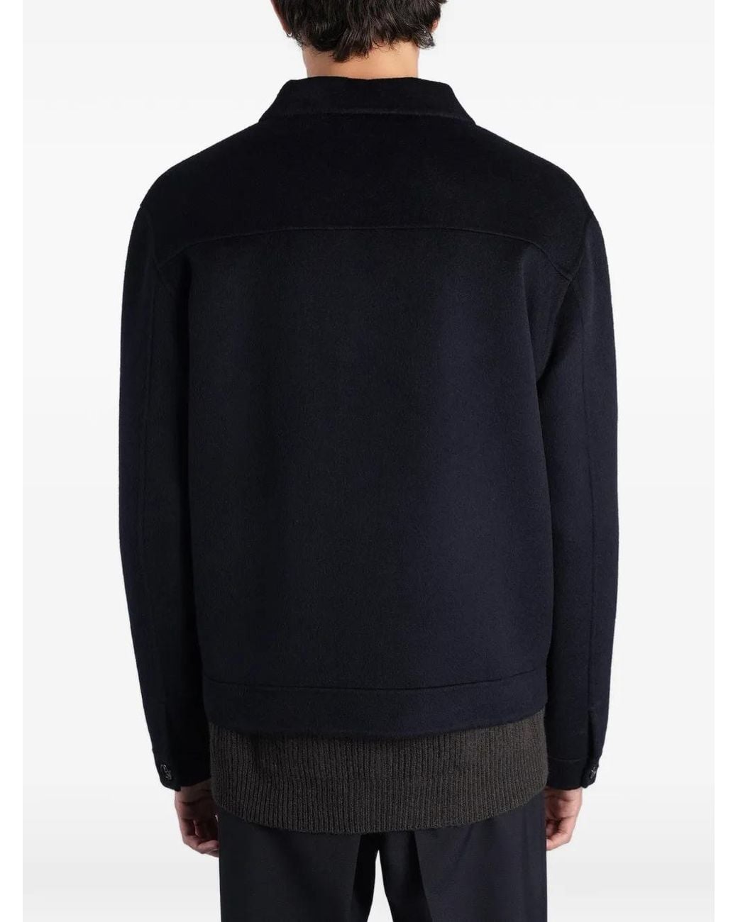 Low Brand Black Button-Up Patch-Pocket Jacket for men