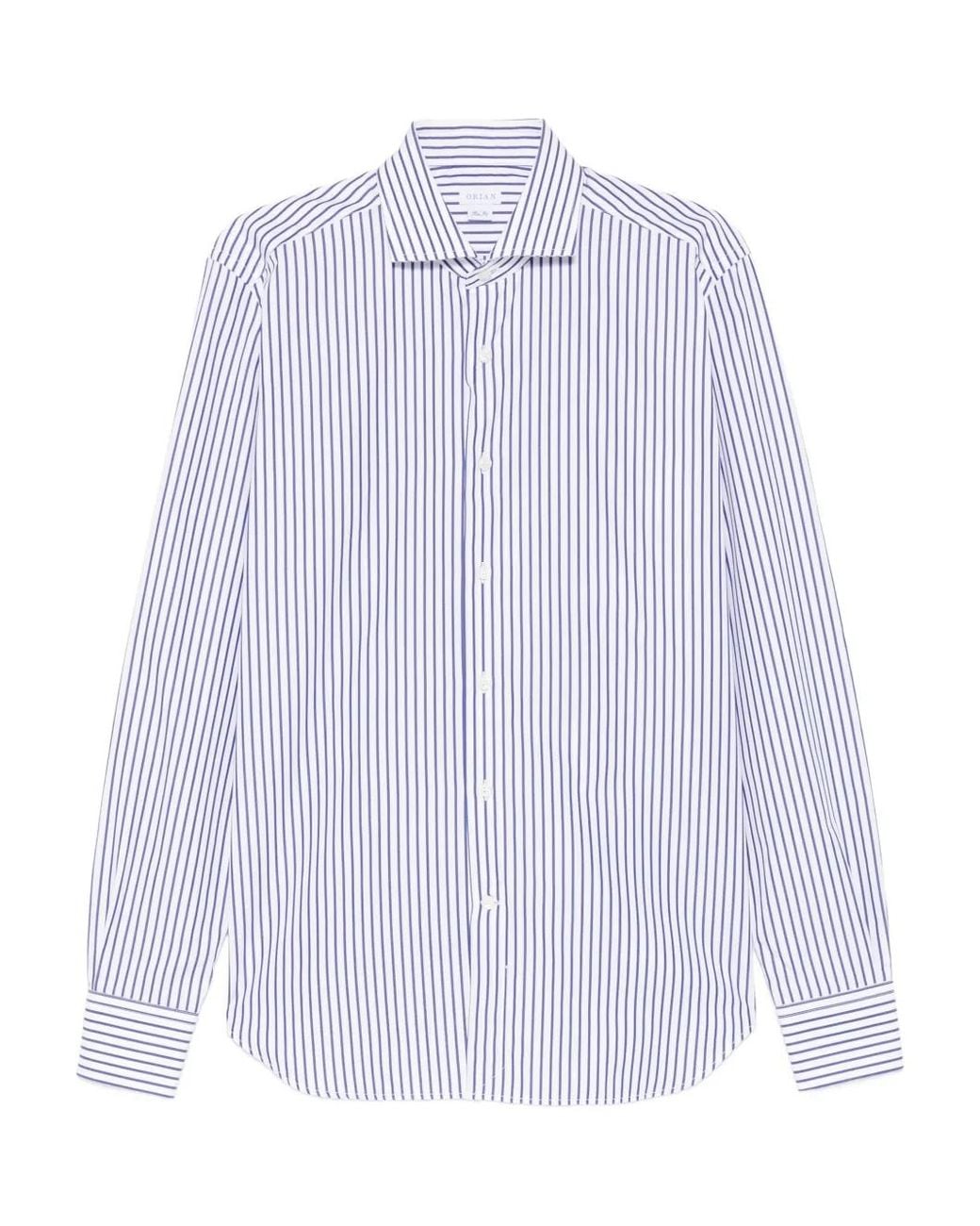 Orian White Striped-Pattern Shirt for men