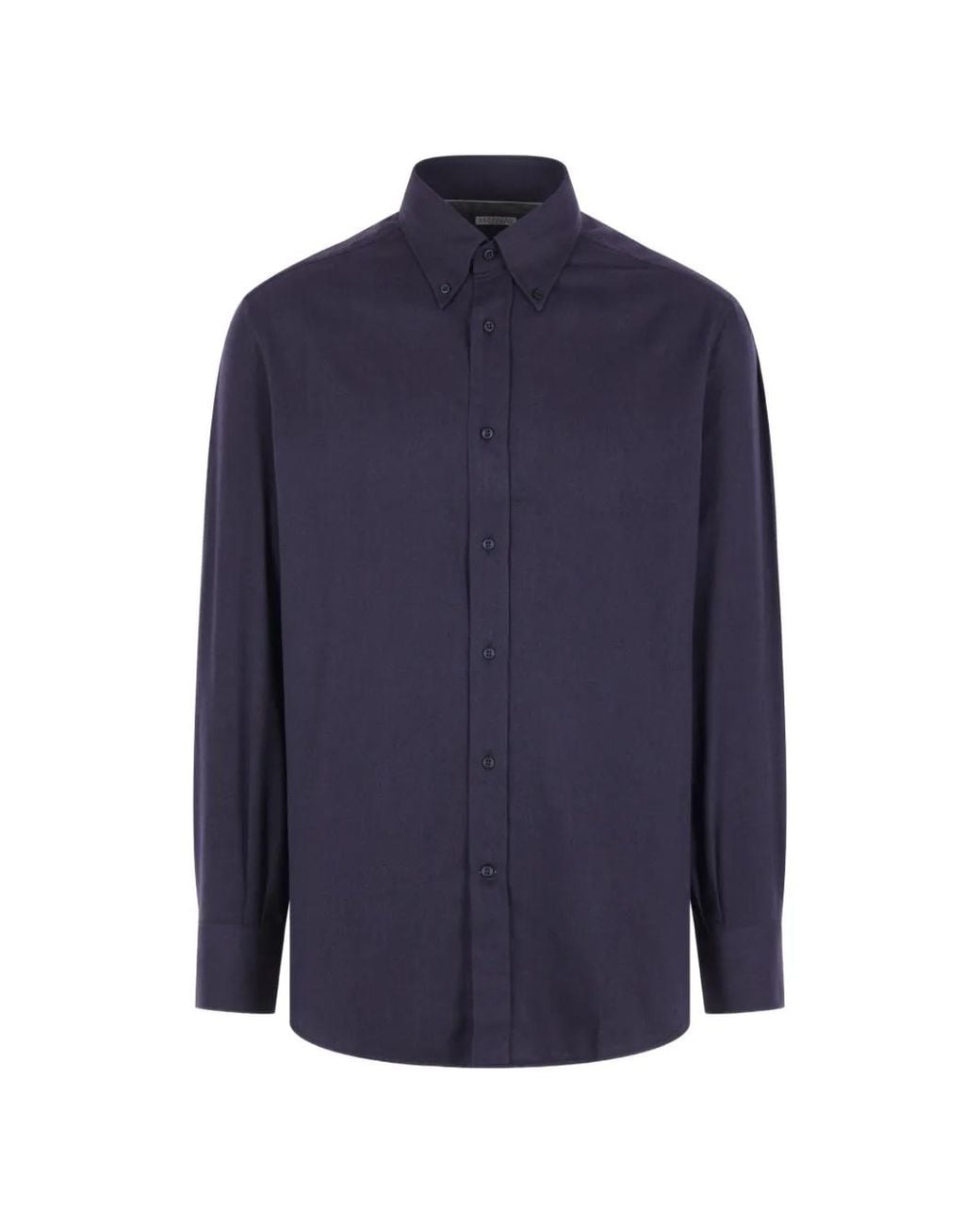 Brunello Cucinelli Blue Chemise Boutonnée À Chevrons Tissés for men