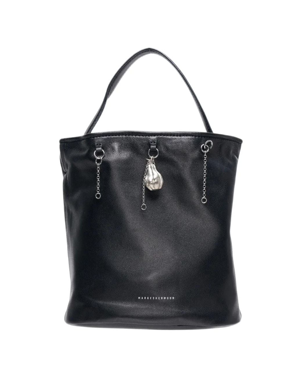 MARGE SHERWOOD Black Wired Charm-Embellished Bucket Bag
