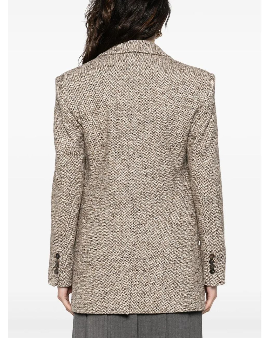 Brunello Cucinelli White Double-Breasted Tweed Jacket