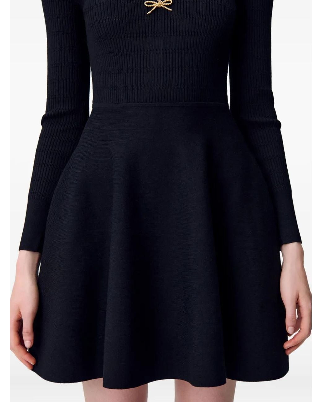 Claudie Pierlot Black Short Knitted Dress With Knots