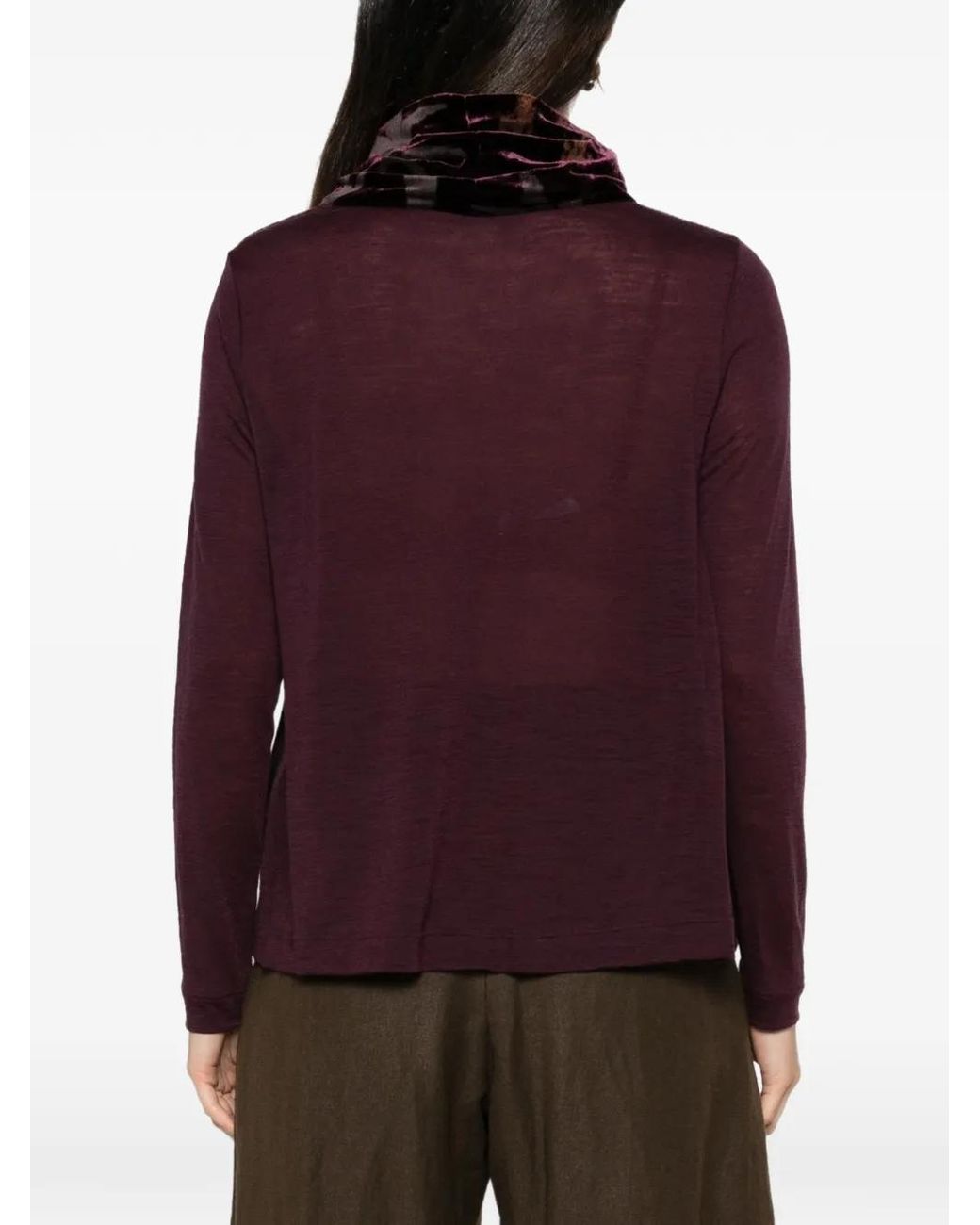 Whyci Black Floral-Print Velvet-Panel Blouse