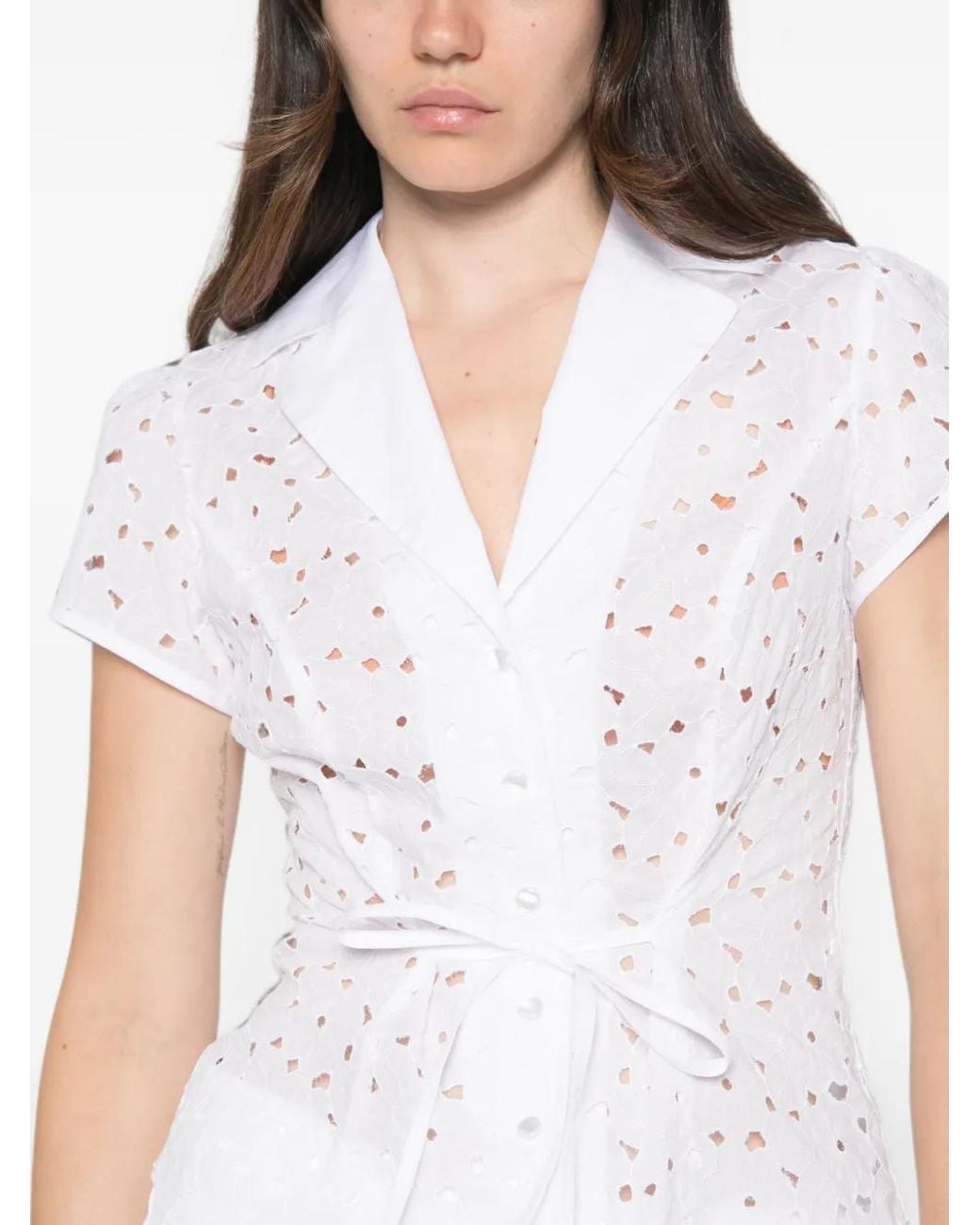 Andiata White Broderie-Anglaise Tie-Waist Shirt