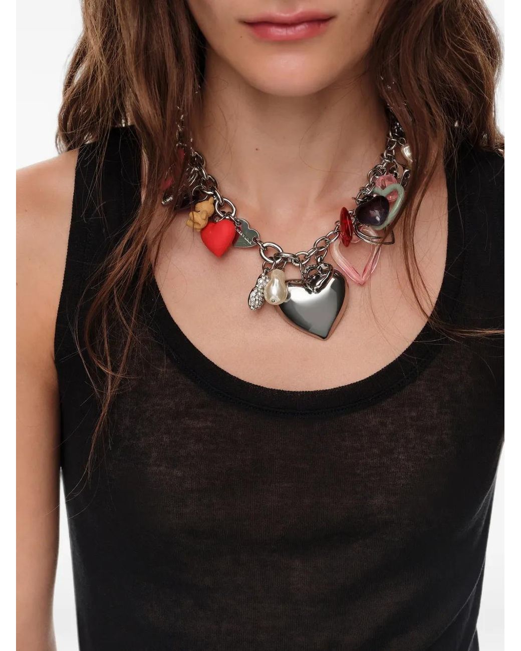 Bimba Y Lola Metallic Hearts-Multicharm Necklace