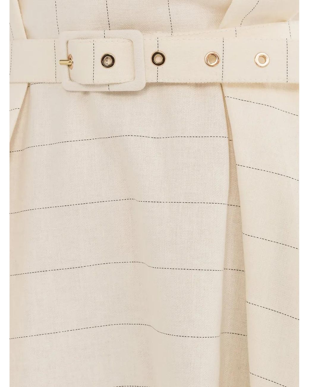 Nissa Natural Robe Mi-Longue Ceinturée À Rayures