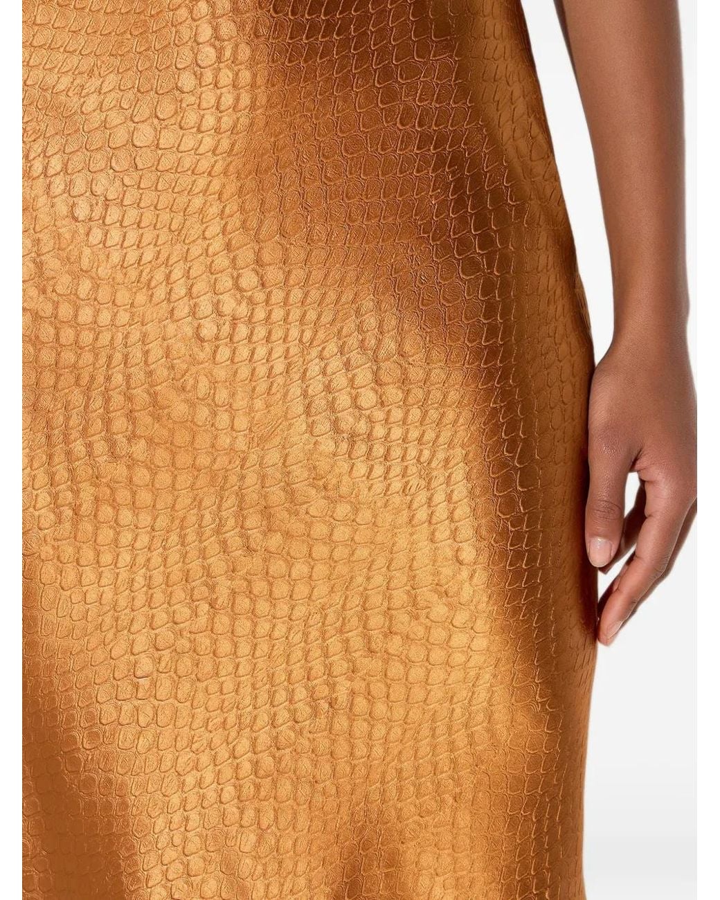 Elisabetta Franchi Brown Satin Skirt With Scale-Like Texture