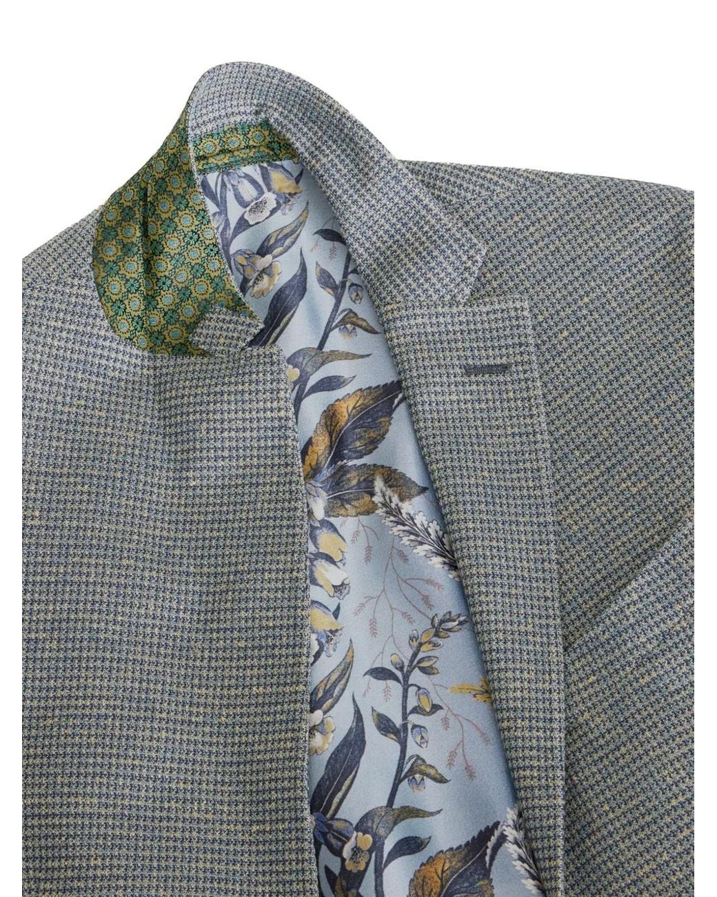 Etro Gray Fine-Checked Single-Breasted Blazer for men