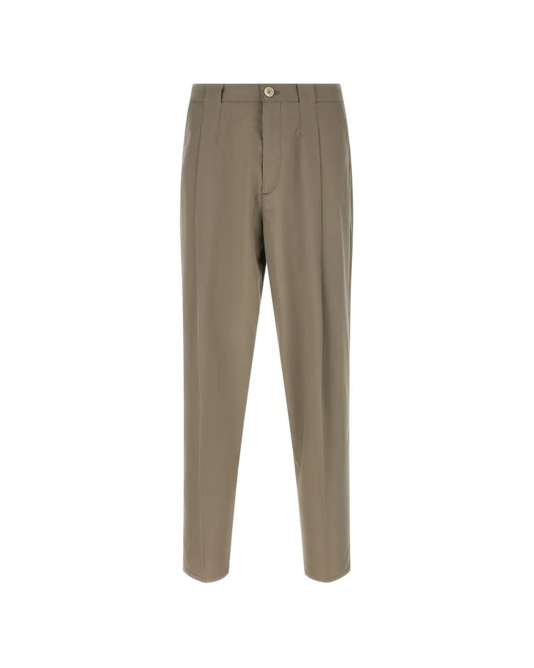 Brunello Cucinelli Gray Cotton Crêpe Batavia Trousers With Pleat for men