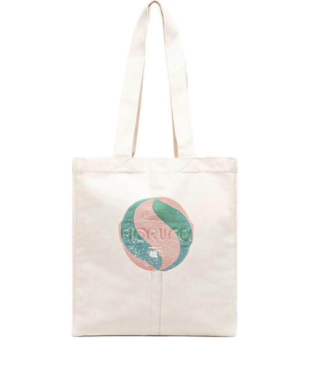 Fiorucci White Lollipop Print Canvas Tote Bag