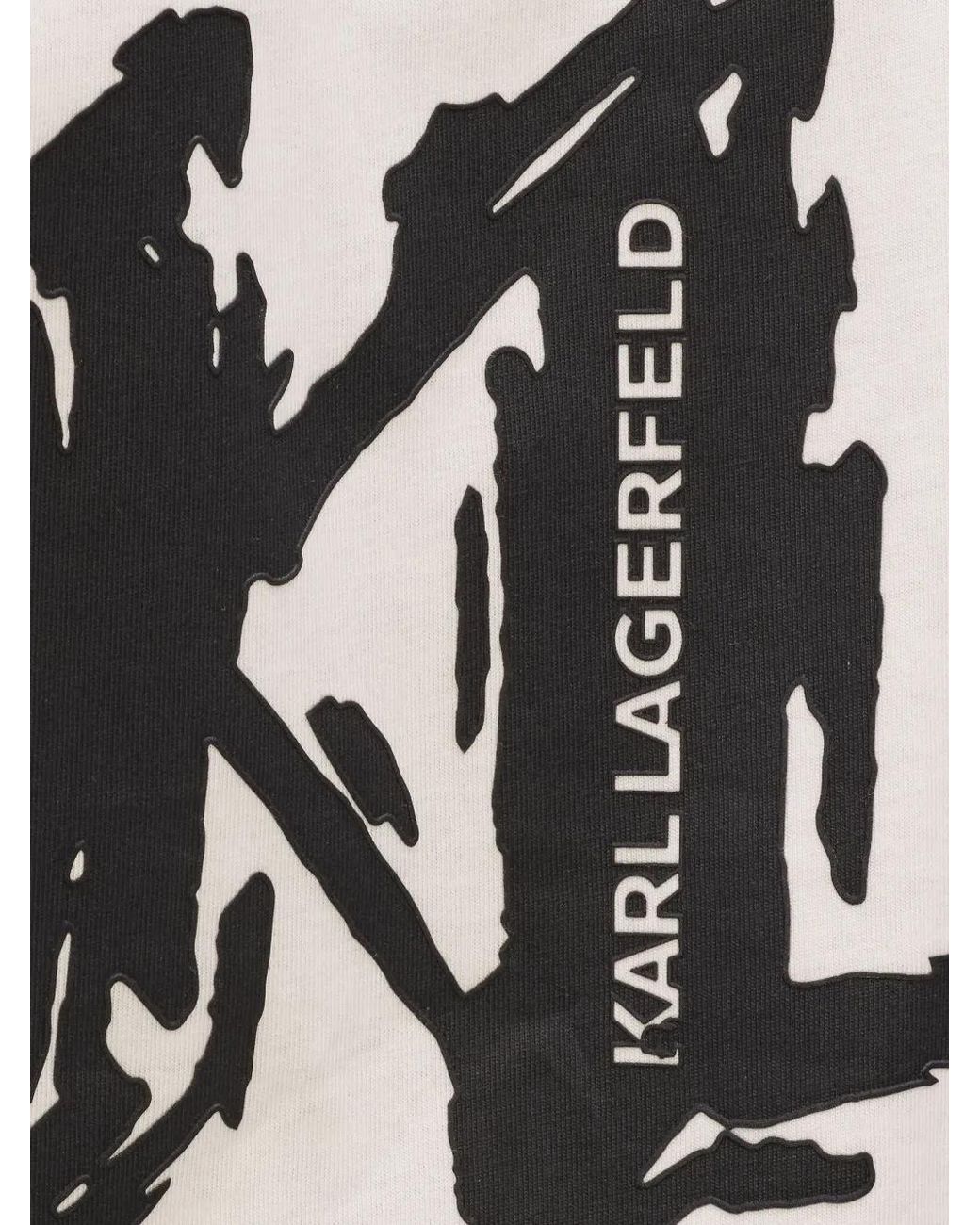 Karl Lagerfeld White Graphic-Logo T-Shirt for men