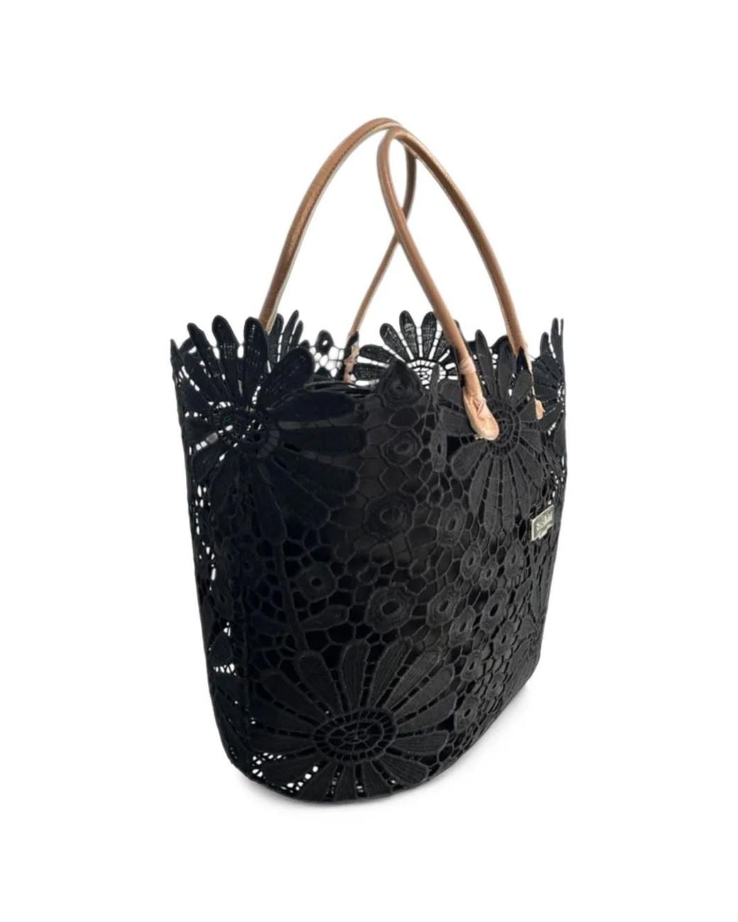 Baldinini Black Sac Cabas À Fleurs En Dentelle