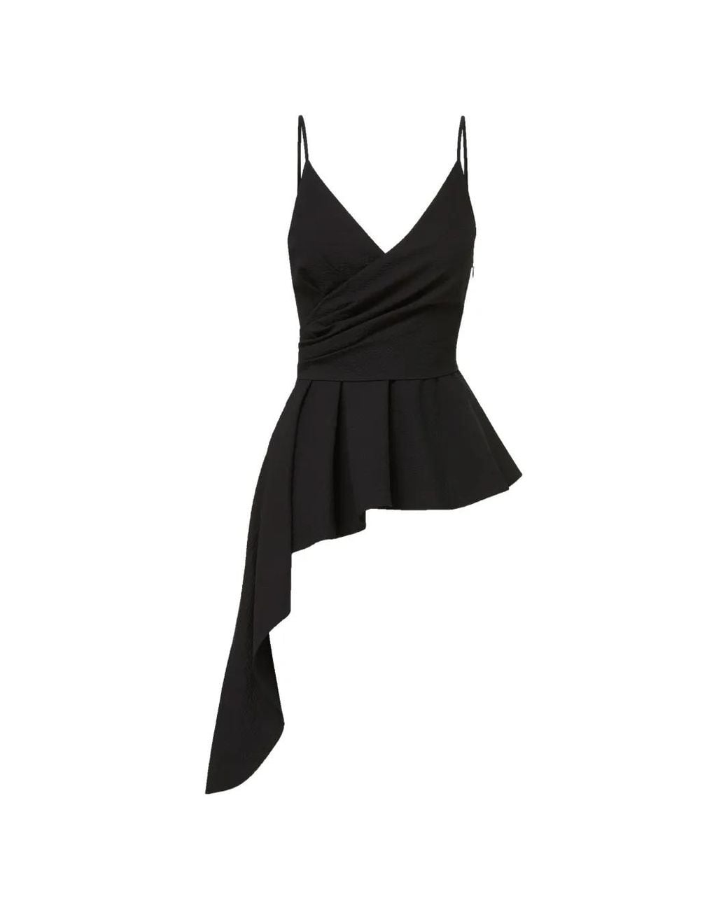 Veronica Beard Black Solange Asymmetric Peplum Blouse