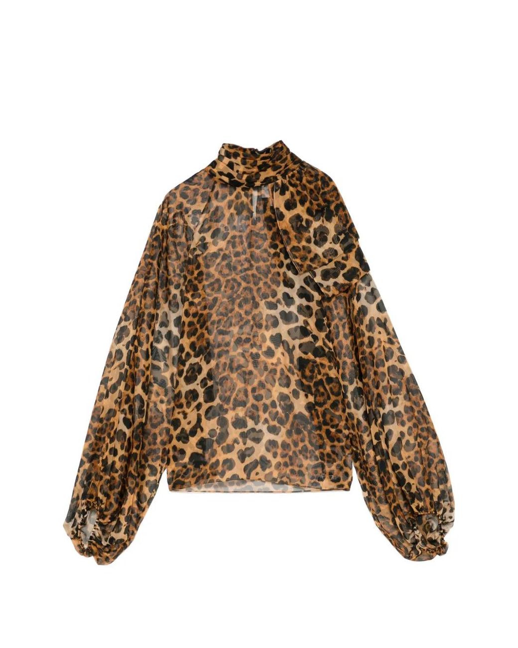 Pamella Roland Brown Blouse Imprimée À Col Montant