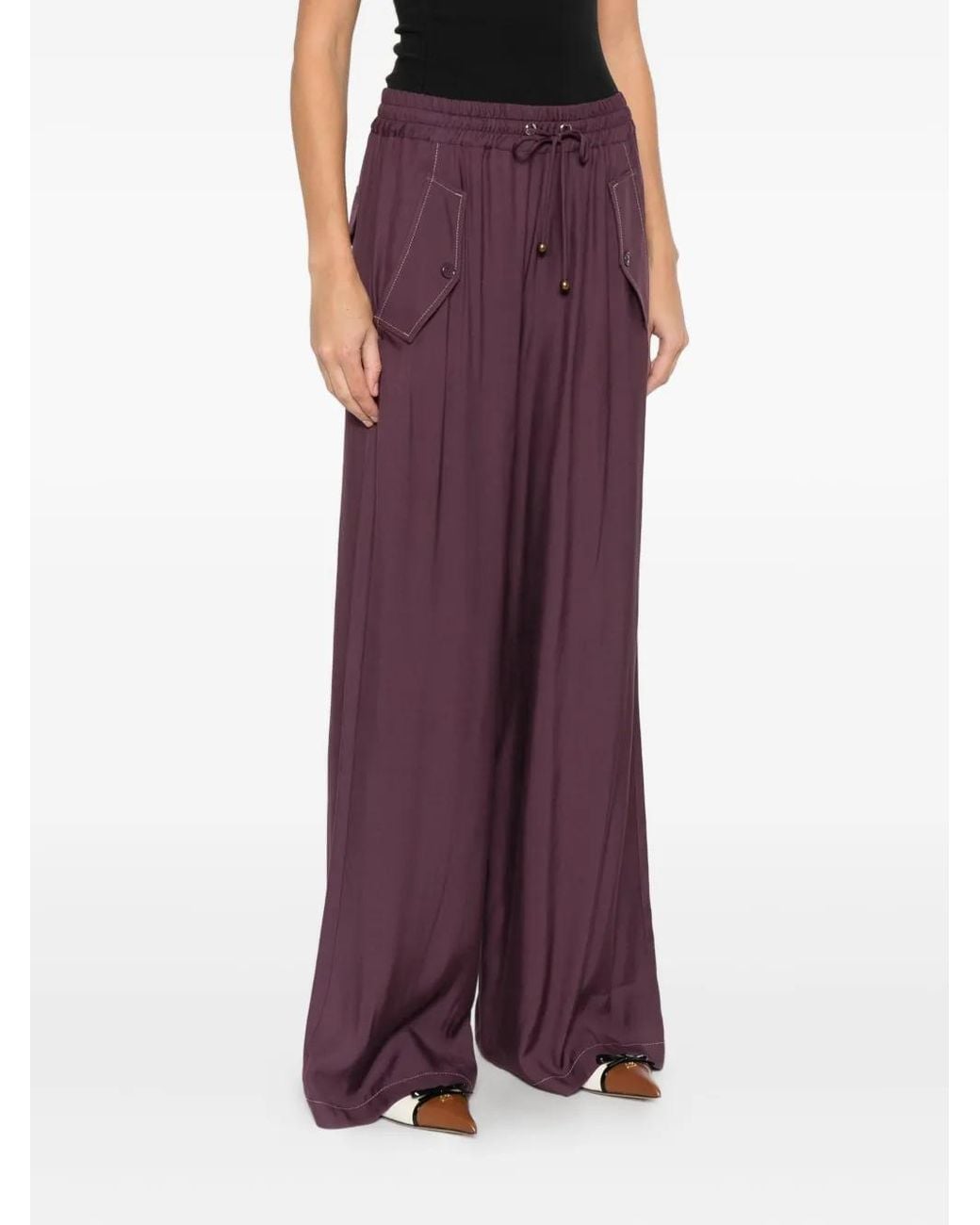 Pinko Purple Drawstring-Fastening Trousers