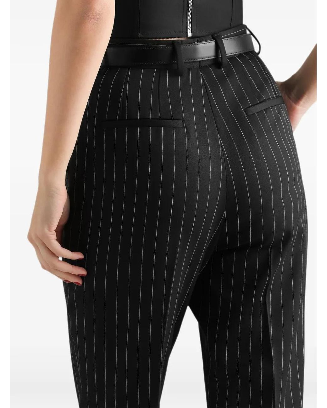 Dolce & Gabbana Black Pinstripe Wool Trousers