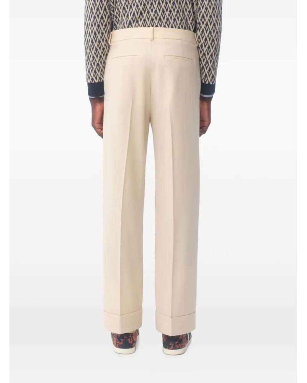 Valentino Garavani Natural Gabardine Wool Trousers for men