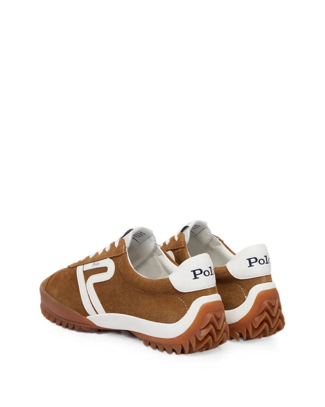 Polo Ralph Lauren Brown Logo-Patch Suede Low-Top Sneakers