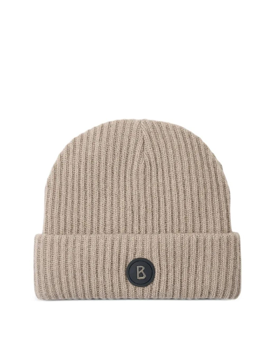 Bogner Natural Gustav Ribbed Logo-Patch Beanie Hat for men